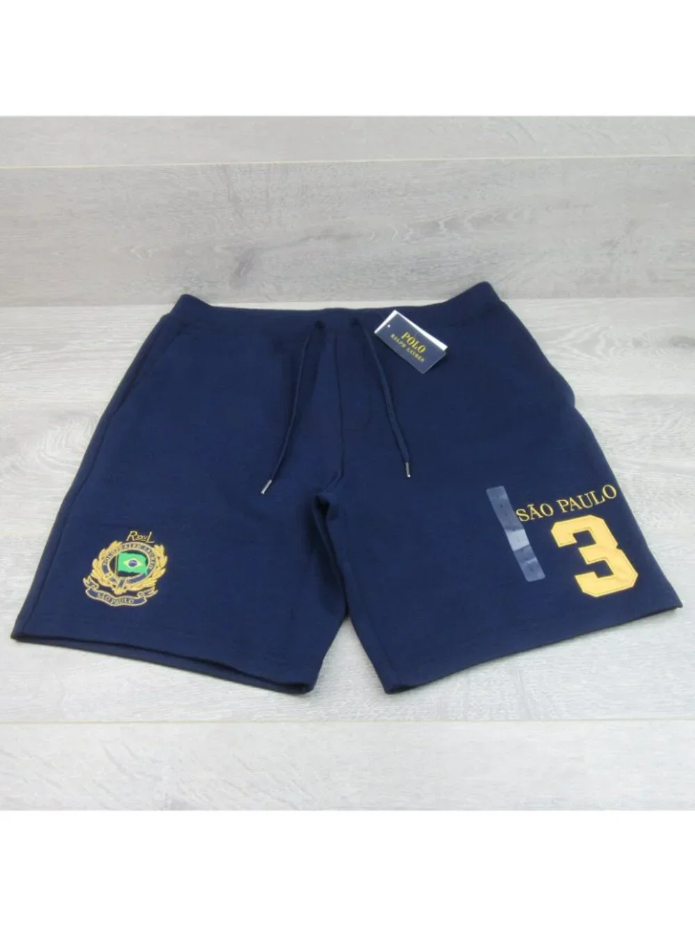 Polo Ralph Lauren Sao Paulo Crest Flag Shorts Men's Size Large Blue NEW